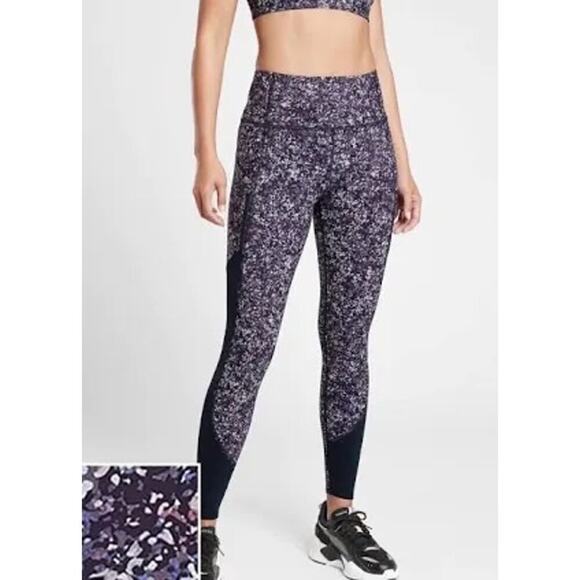 Athleta Rainer Printed Mesh Activewear Tight Womens Large EUC - Picture 1 of 12